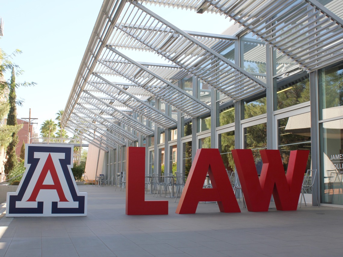A LAW letters in Arizona Law courtyard 