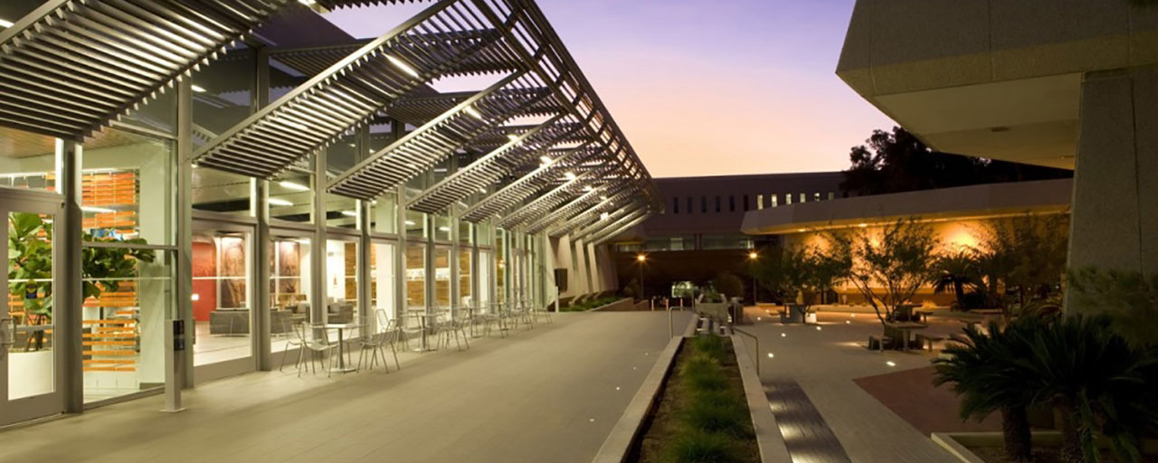 University of Arizona Law courtyard at dusk