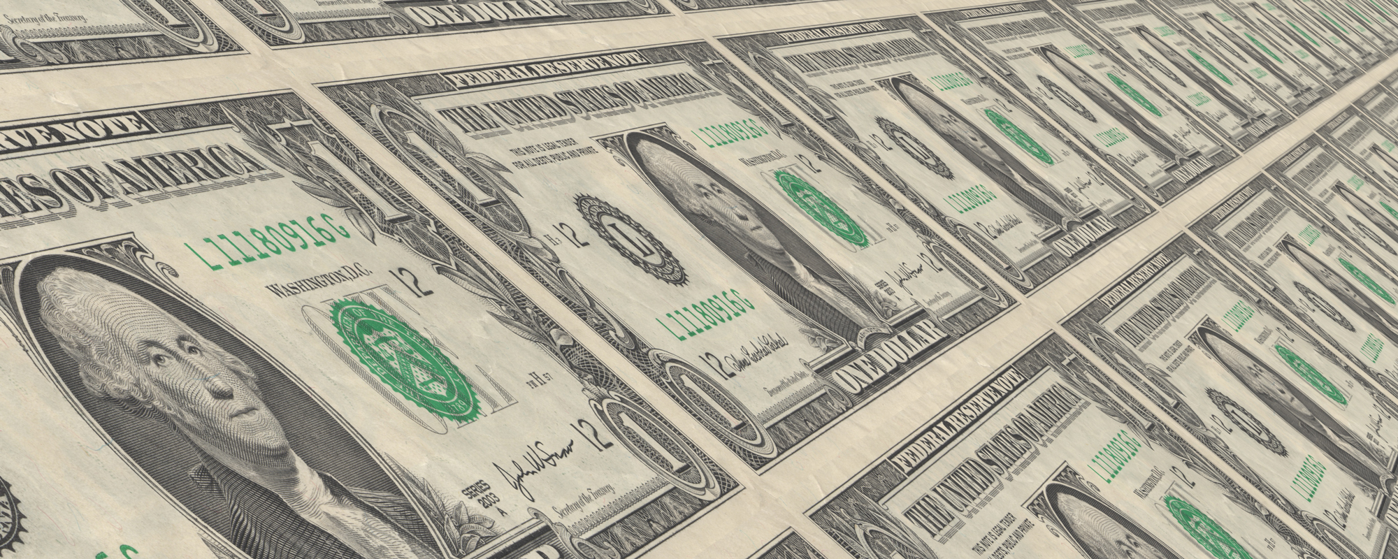 rows of dollar bills
