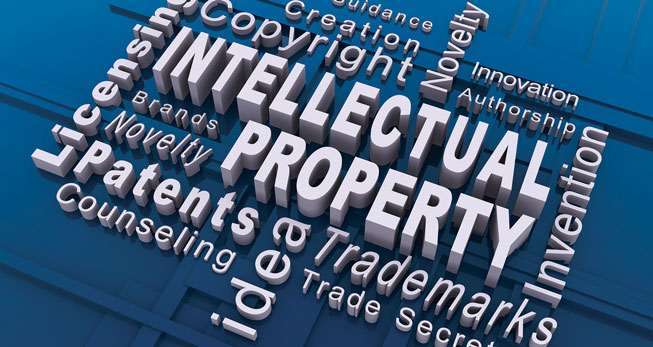 Word cloud with terms related to intellectual property