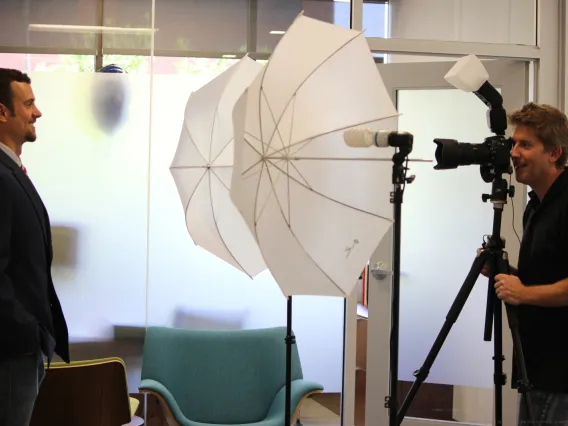 Professional Headshot photo session with photographer and student at University of Arizona Law