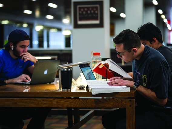 students studying in the law library 