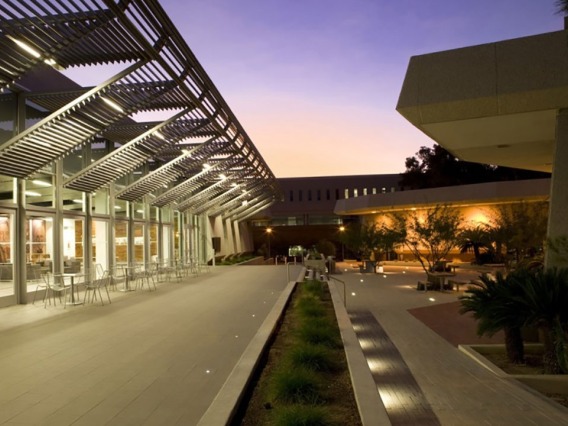 University of Arizona Law Courtyard at dusk 