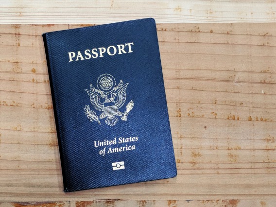 United States passport laying on a table