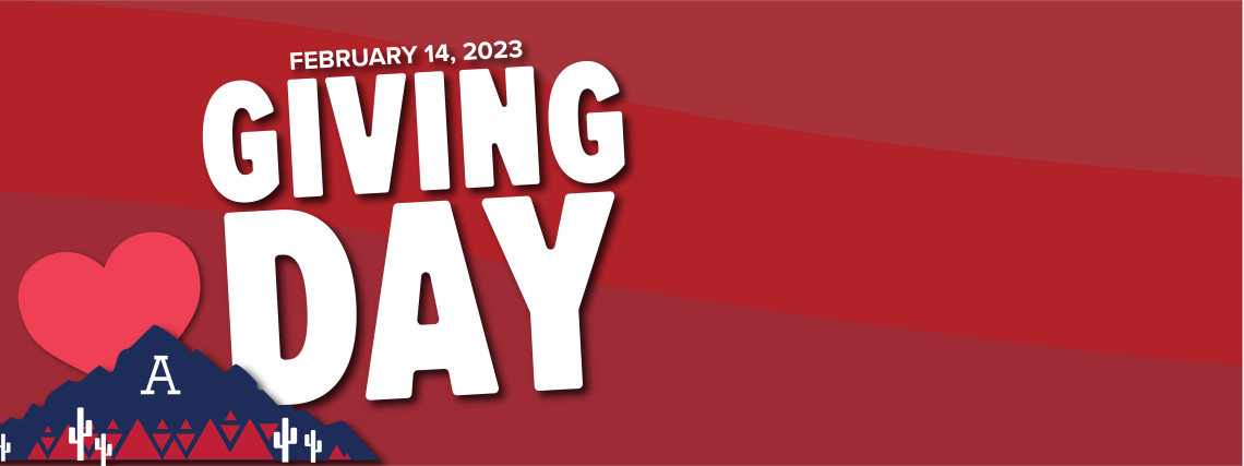Giving Day logo with cartoon A mountain and hearts