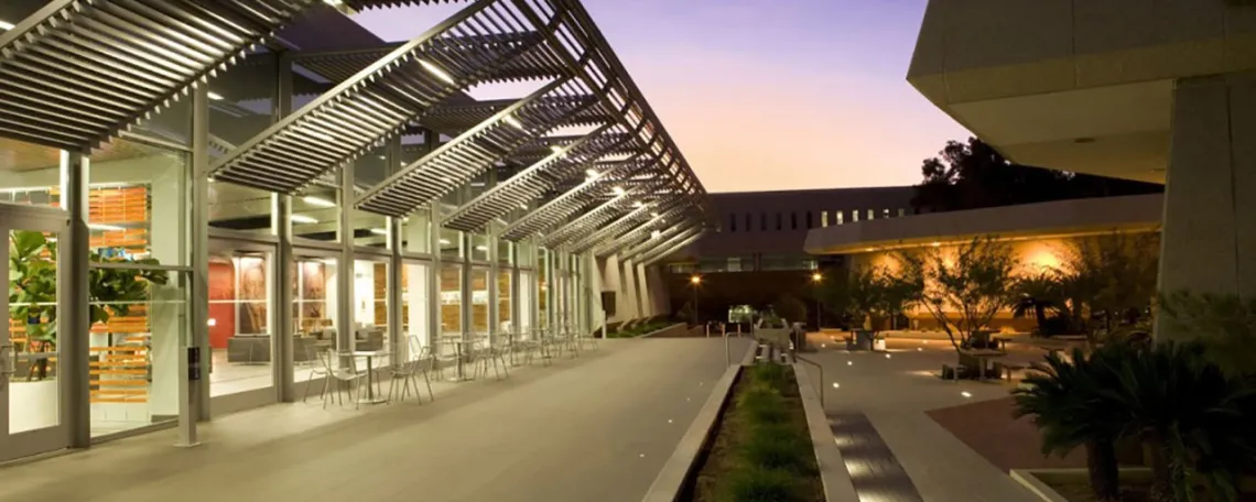 College of law courtyard at dusk