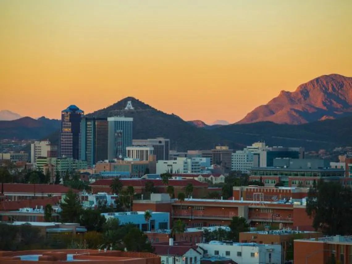 A mountain at dusk