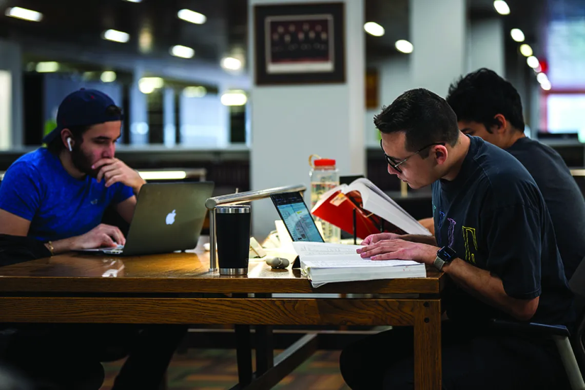 students studying in the law library 