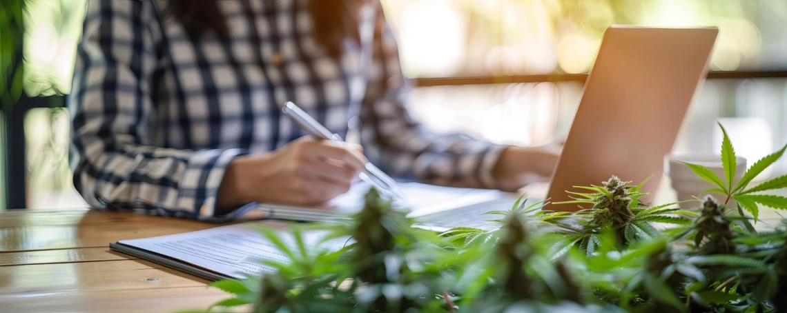 Cannabis Law - student at computer