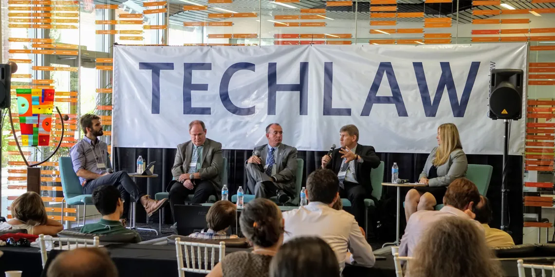 Panelists on stage at the University of Arizona Law TechLaw Conference