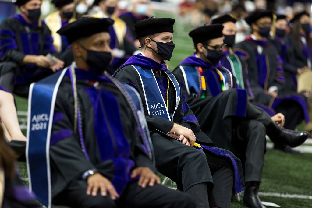 Students sitting at 2021 Arizona Law commencement 
