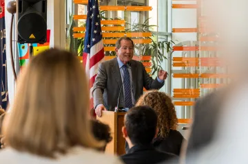 Dean Marc Miller addresses the crowd during the College's Signing Ceremony.